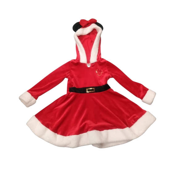 Disney Other - Disney Minnie Mouse Girls' Christmas Santa Dress with hood ears